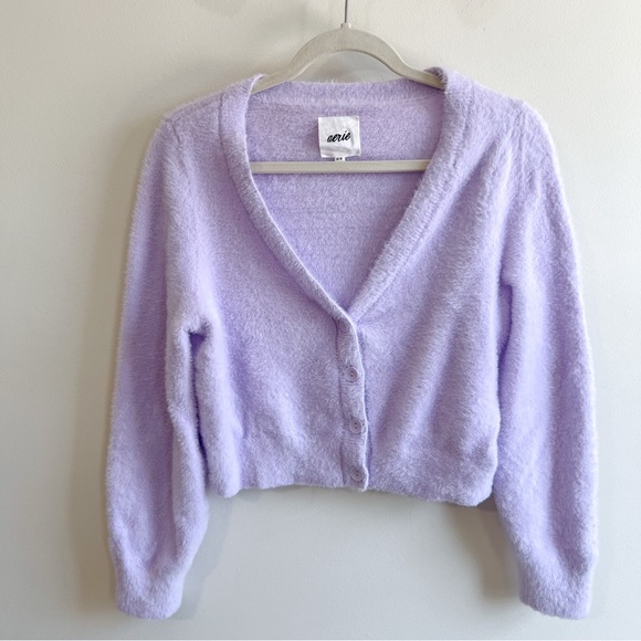 aerie Sweaters - Aerie Fuzzy Purple Cardigan Sweater